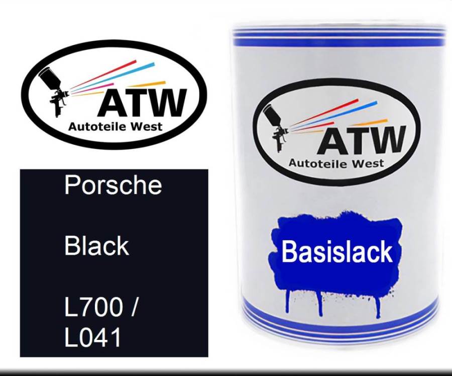 Porsche, Black, L700 / L041: 500ml Lackdose, von ATW Autoteile West.